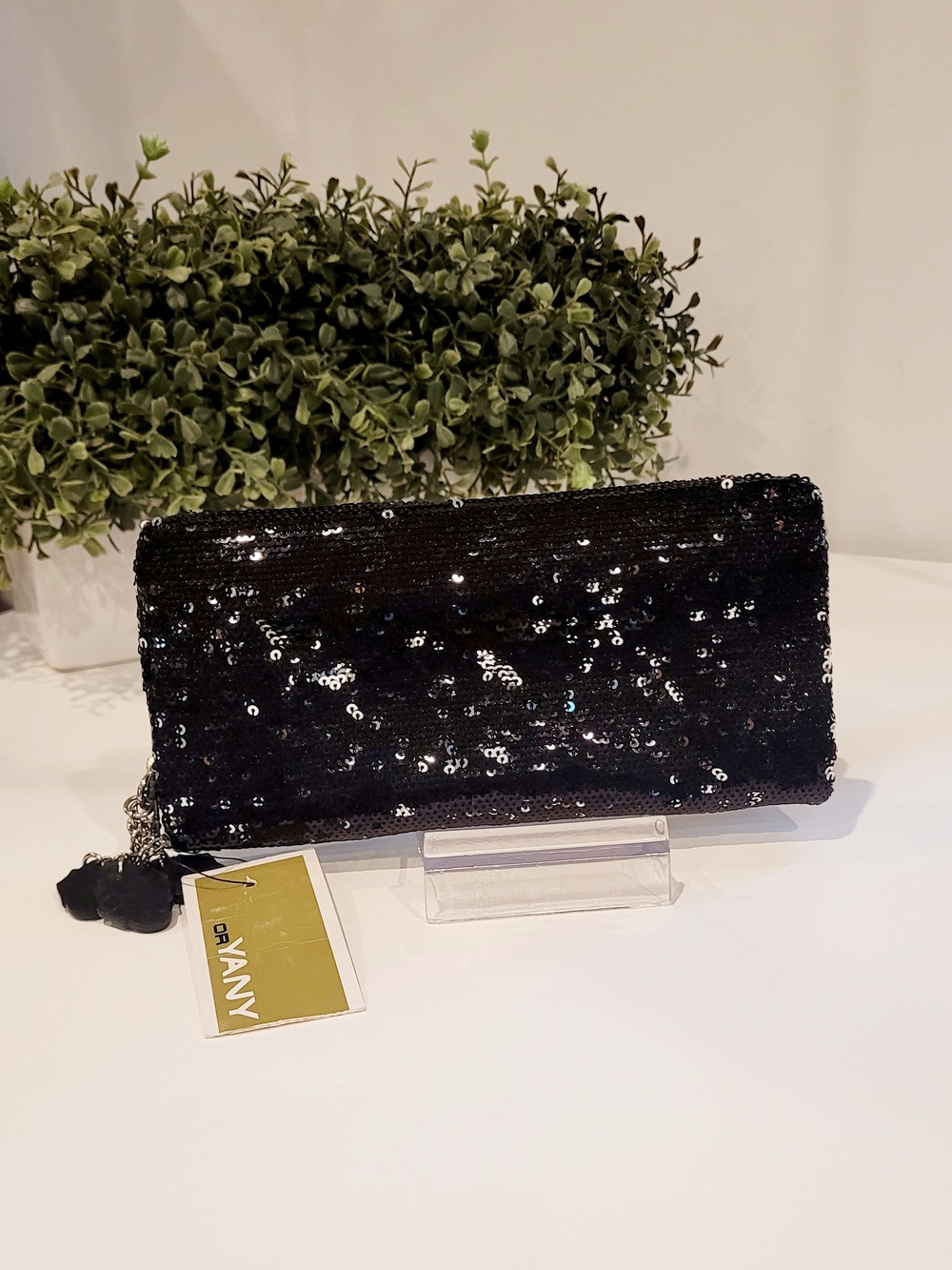 orYANY Black Sequin Zip Around Wallet/Clutch